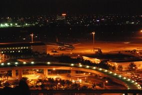panoramic view of the night airport in Saigon