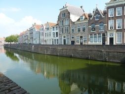 old buildings at channel, Netherlands, Middelburg