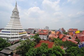 pagoda of at Paknam Phasi Charoen Temple at sky, thailand, bangkok