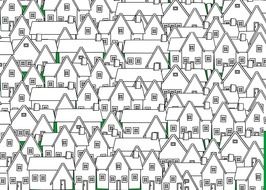 wallpaper with outlined houses pattern