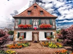 Traditional style house in village, France