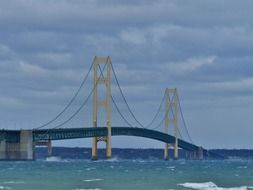 mackinac bridge across the strait in michigan