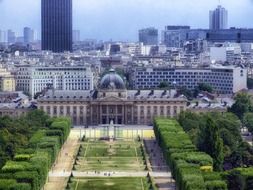 scenic walkway park against the backdrop of the buildings architecture in Paris, France