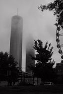 skyscrapers in fog in Atlanta