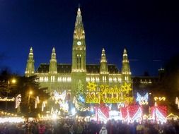 Lights of town hall in Vienna