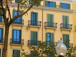 building with a yellow facade in Girona