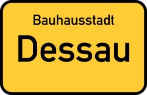 yellow road sign dessau