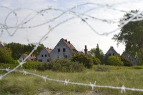 barbed wire fence near the house