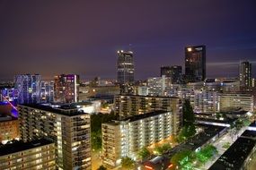 night cityscape in rotterdam