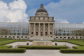 bavarian state cancellery court against a cloudy sky