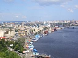 city on dnipro riverside, ukraine, kiev