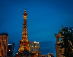 Effel tower in Las Vegas at night