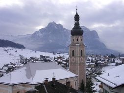 trentino campanile in the snow