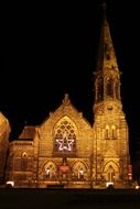 church in the backlight at night