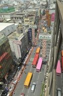 View from height to traffic on the streets of Bangkok