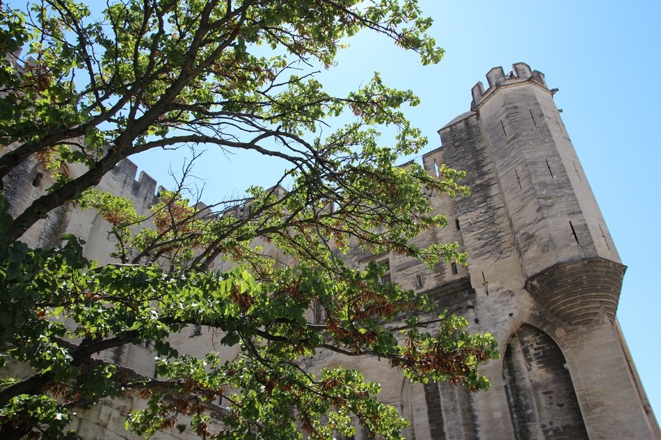 Bottom view of the palais des papes in Avignon