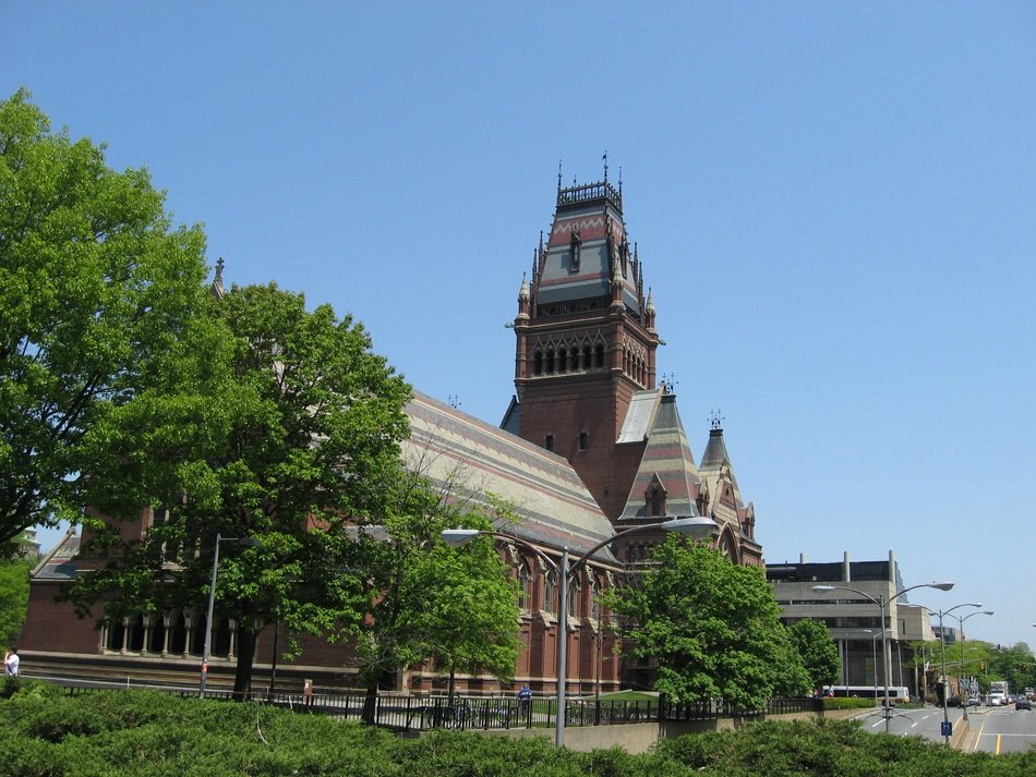 distant view of the memorial hall in cambridge