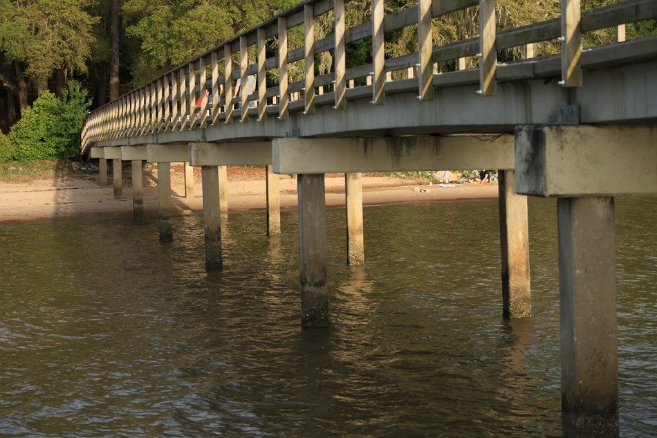 fishing pier on a river