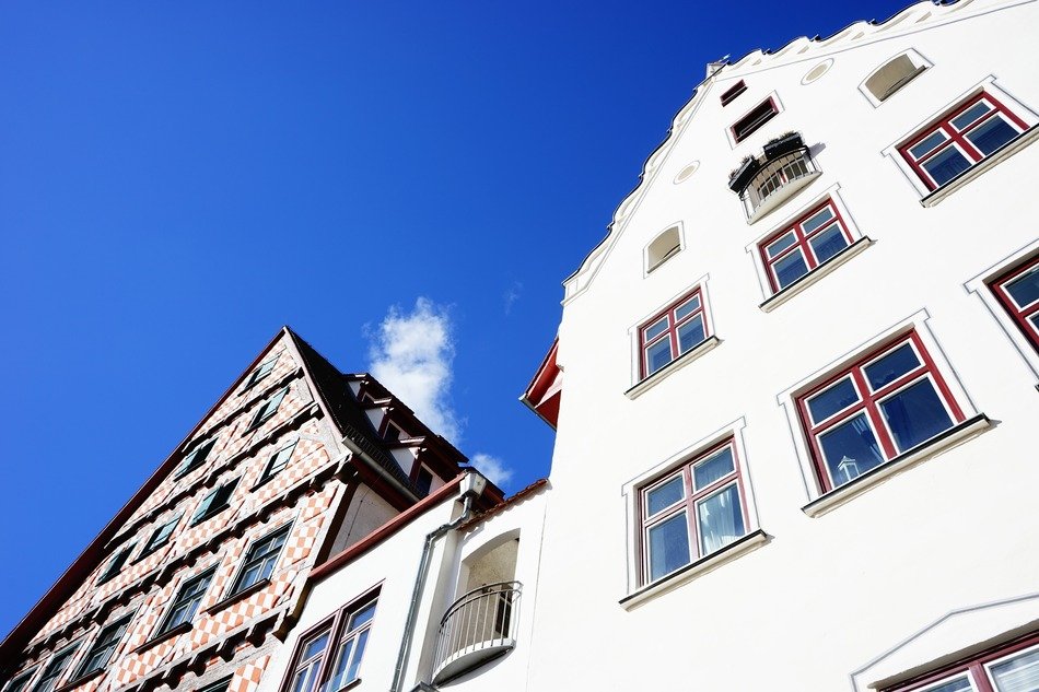 Quarter of houses with white facades