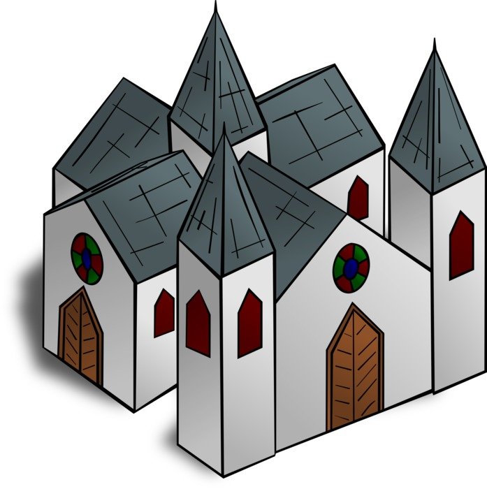 Drawing of a gothic church building