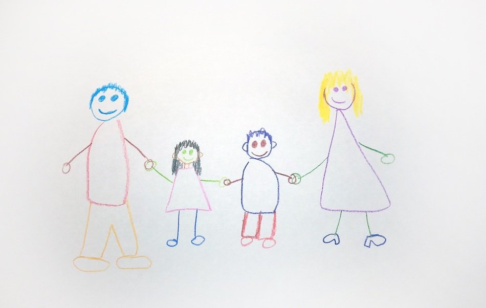 Colorful drawing of the family