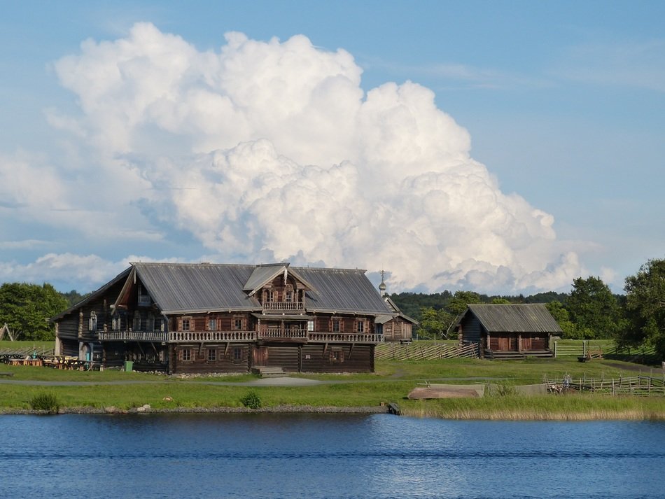 farm near the river in Russia