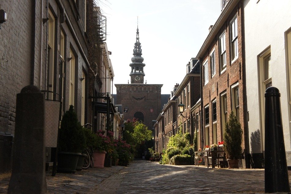 photo of the alley to the church in Holland, netherlands
