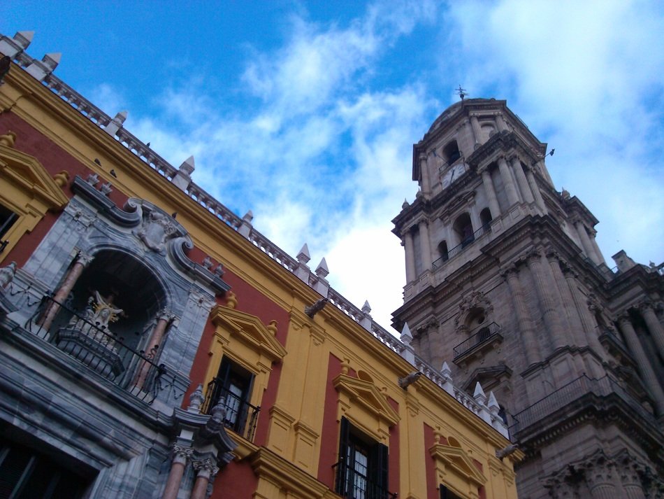 view from below of architecture church in Spain
