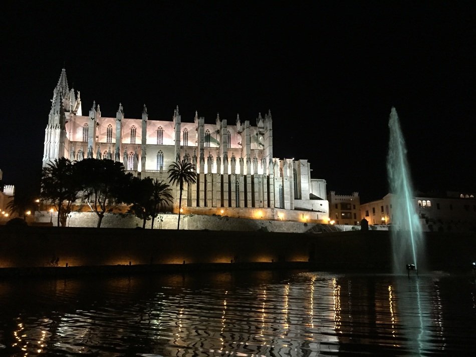 Photography of cathedral at night time