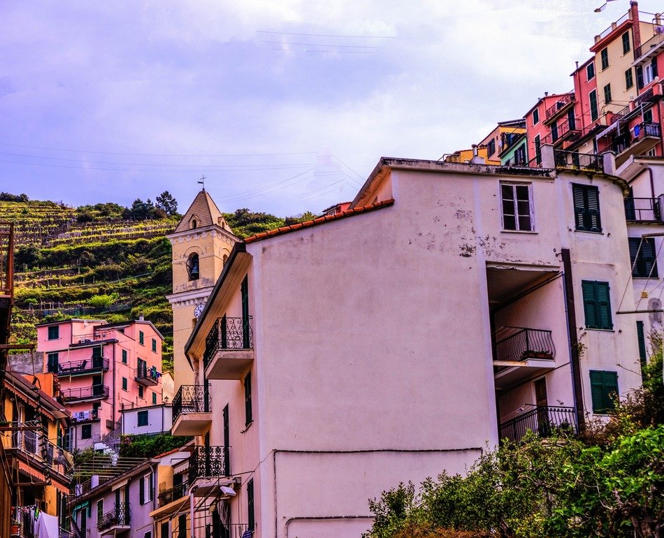architecture of the buildings on the background of the beautiful nature of the Amalfi Coast