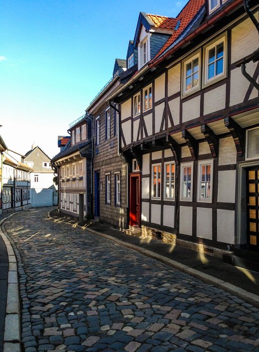 fachwerkhauser on the streets of the old town in lower saxony