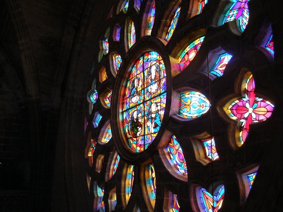 stained glass window of a church in seville