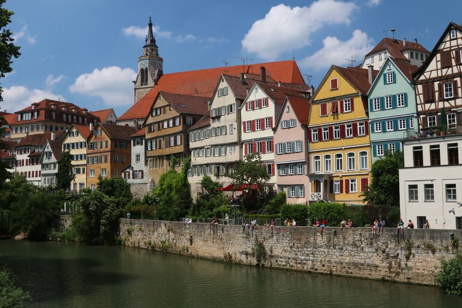 neckar embankment in old town of Tübingen