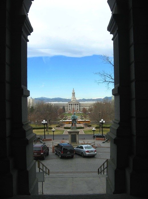 window view of buildings in colorado