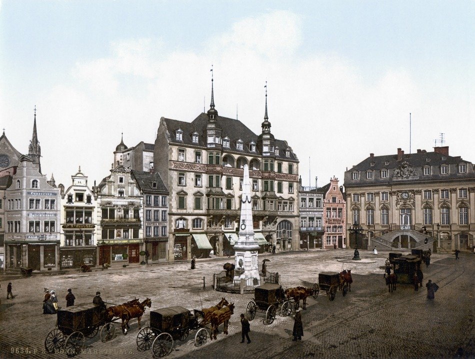 Ä°llustration of horse drawn carriage bonn in 1900