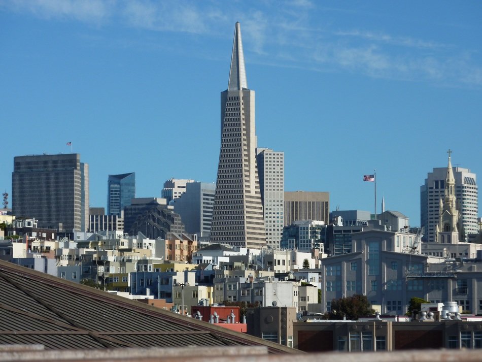 a view of the San Francisco skyscrapers, California