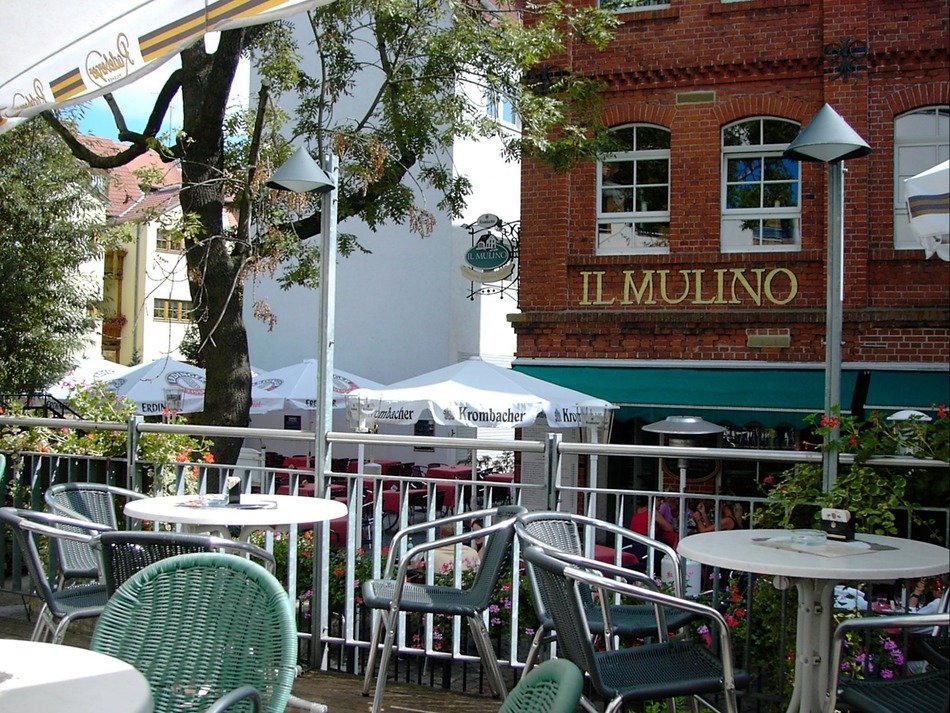 beer garden on the terrace of the building