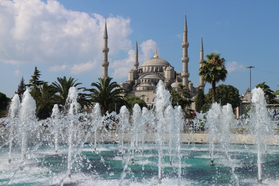 ensemble of fountains in front of the Blue Mosque in Istanbul