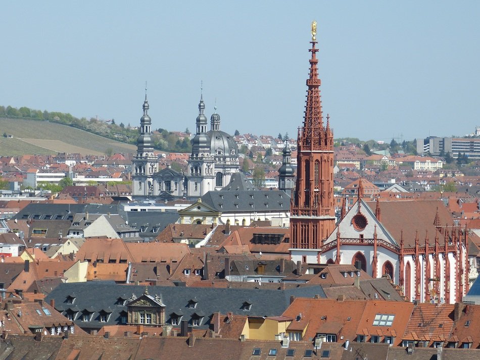 Panorama of WÃ¼rzburg with Gothic spiers