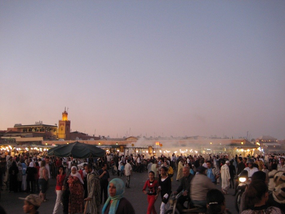 people in the city center medina