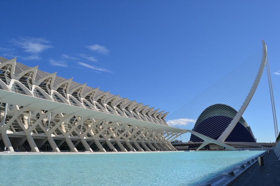 The modern architecture of the city of arts and sciences in spain