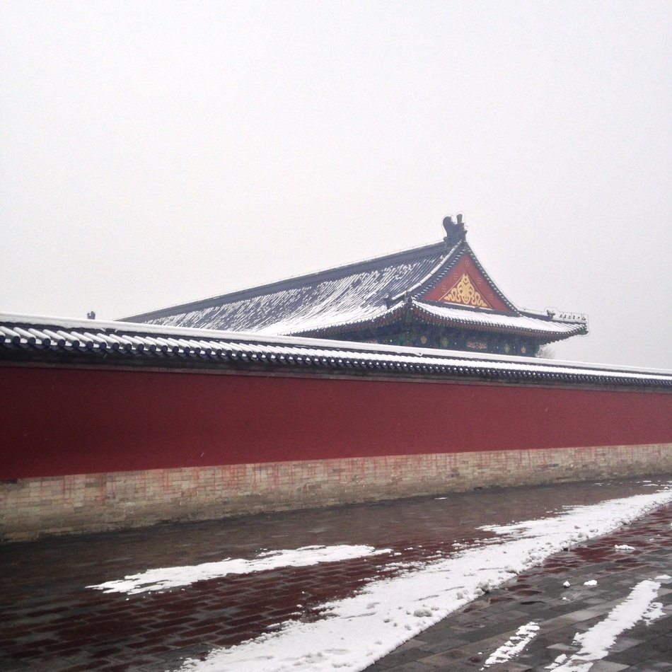 snow on the temple of heaven in china
