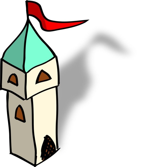 drawing of a castle with a flag