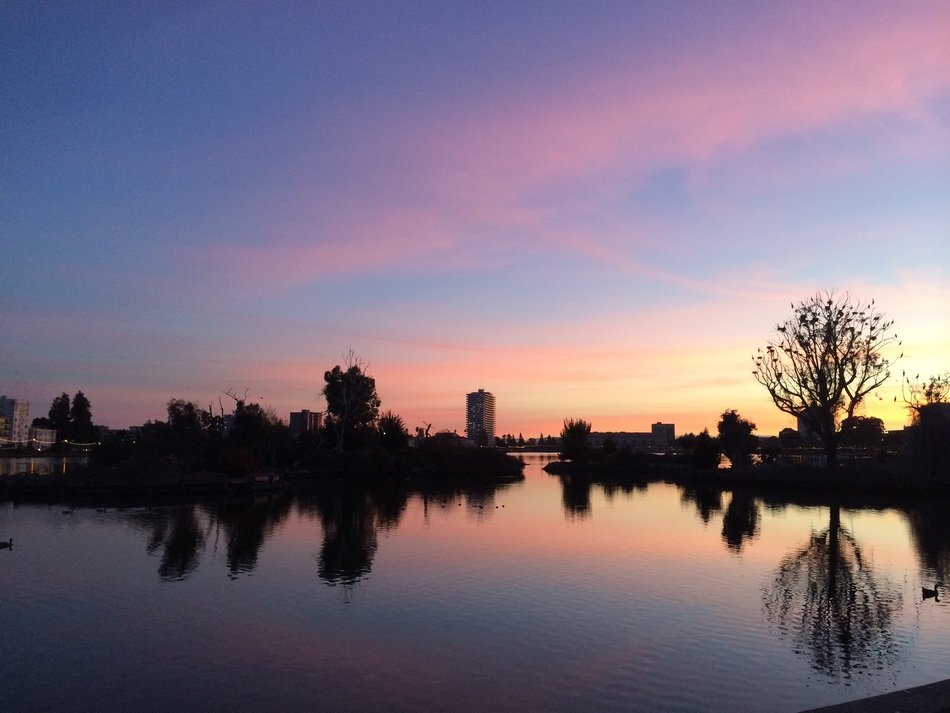 Lake in evening in the Oakland