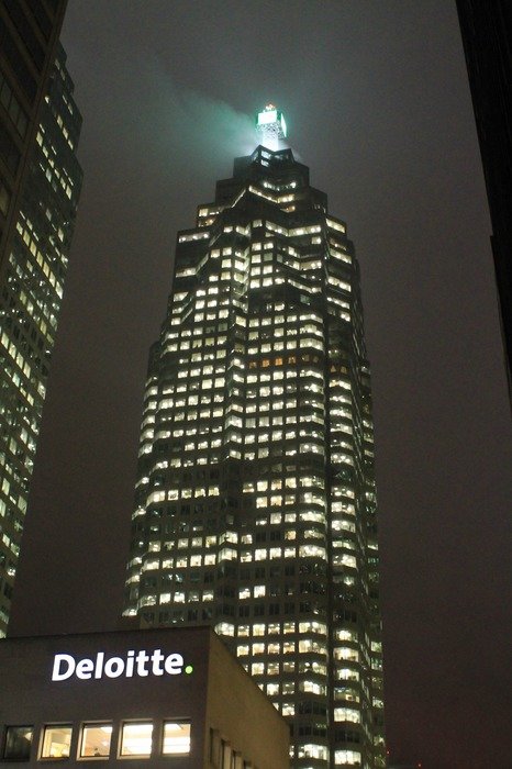 Picture of high building at night
