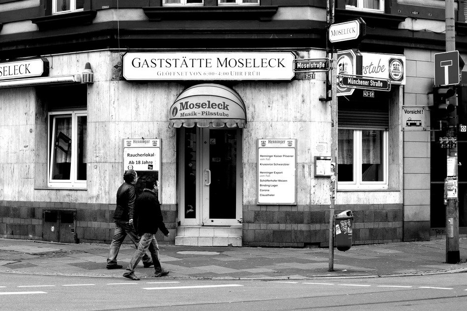 Black and white photo of early restaurant