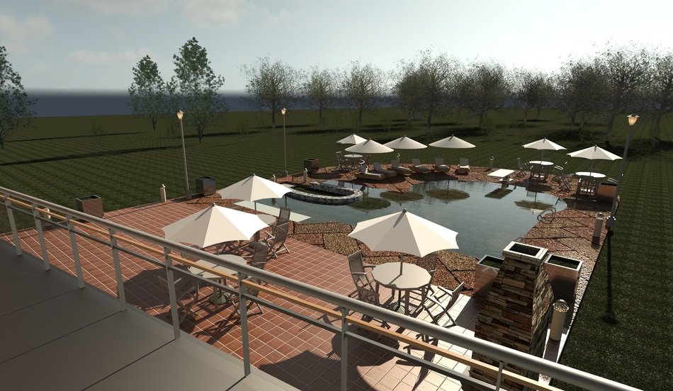 Tables near the house