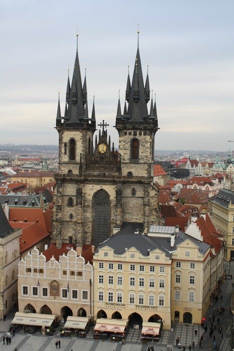 church with a spire in Prague
