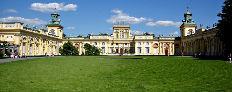Palace near the green lawn in Poland