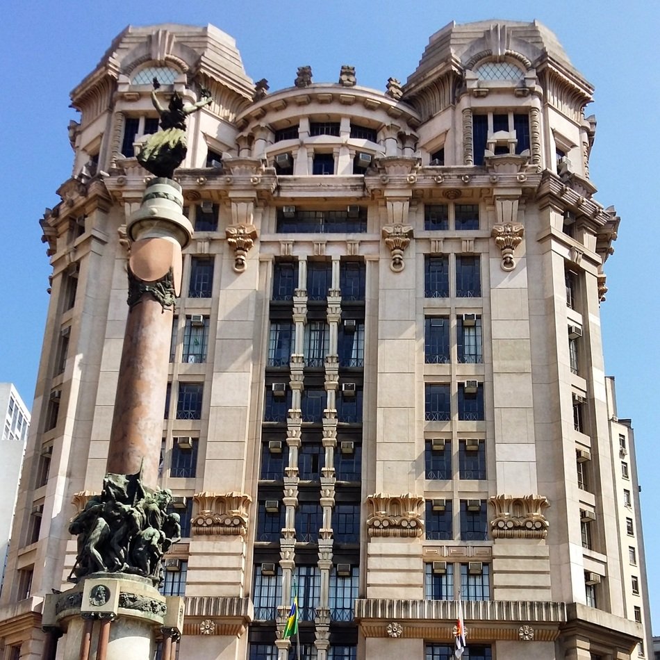 high facade of the hall of justice in Sao Paulo, Brazil